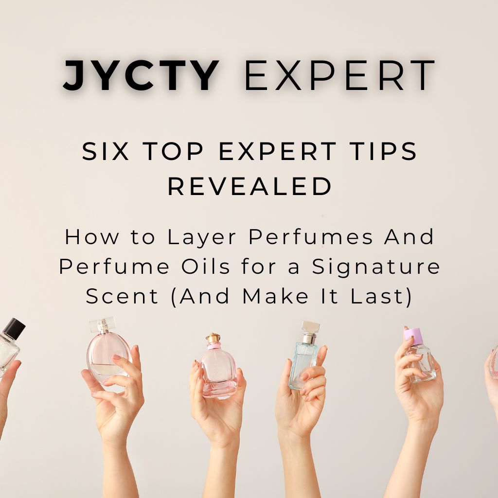 Perfume bottles raised for fragrance layering